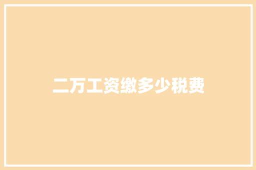二万工资缴多少税费