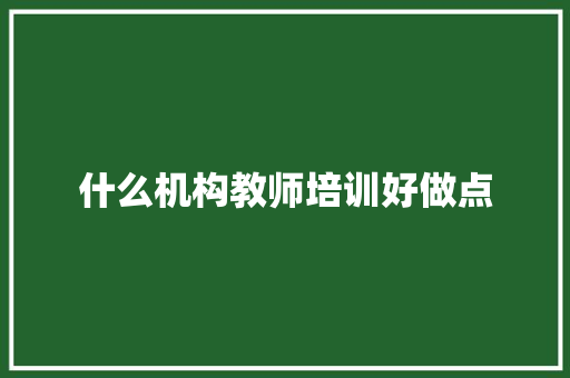 什么机构教师培训好做点