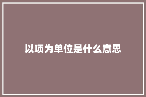 以项为单位是什么意思