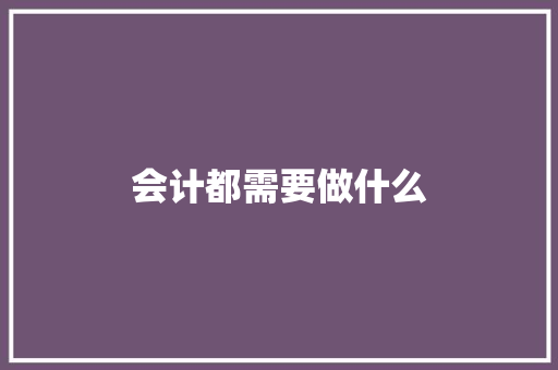 会计都需要做什么 应用文