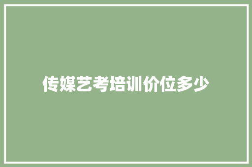 传媒艺考培训价位多少
