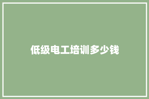 低级电工培训多少钱