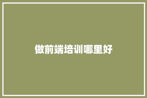 做前端培训哪里好 工作总结
