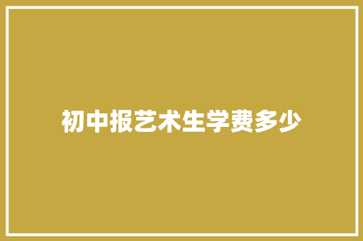 初中报艺术生学费多少
