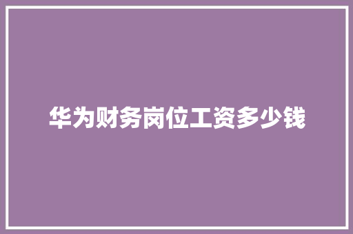 华为财务岗位工资多少钱