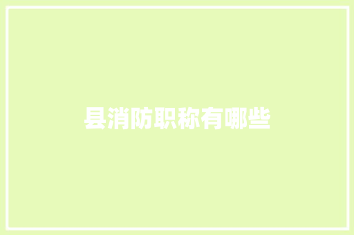 县消防职称有哪些