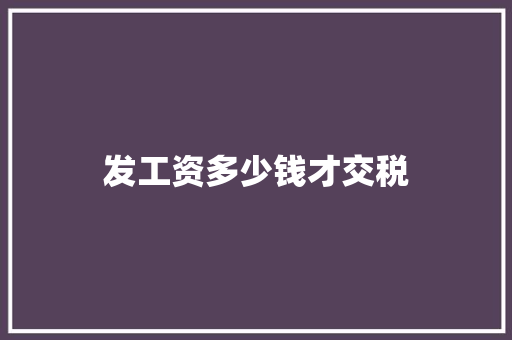 发工资多少钱才交税