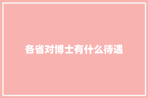 各省对博士有什么待遇 项目报告
