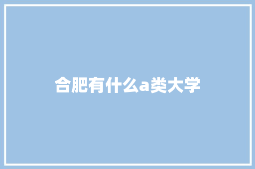 合肥有什么a类大学