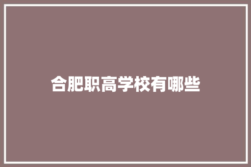 合肥职高学校有哪些