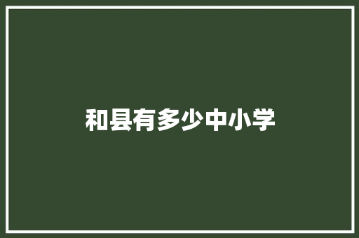 和县有多少中小学