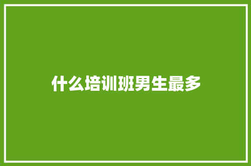 什么培训班男生最多