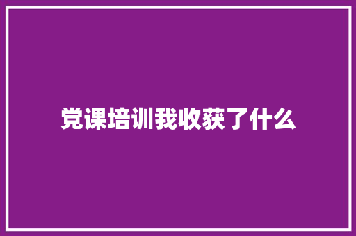 党课培训我收获了什么 诗词应用