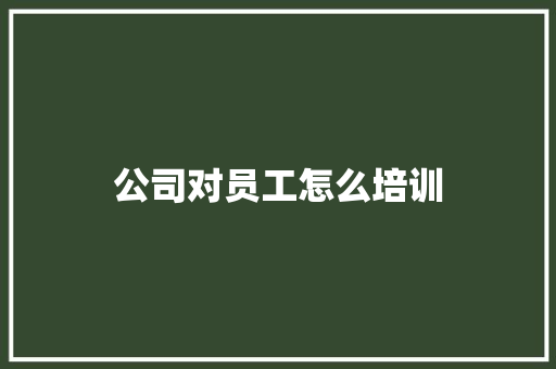 公司对员工怎么培训