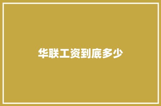 华联工资到底多少