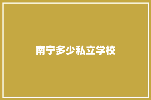南宁多少私立学校