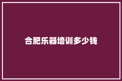 合肥乐器培训多少钱