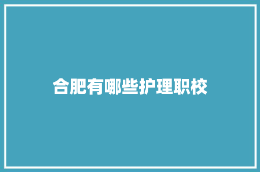 合肥有哪些护理职校