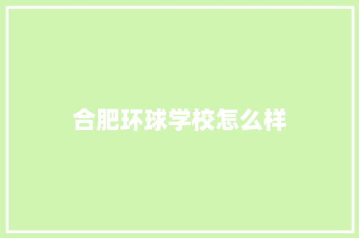 合肥环球学校怎么样