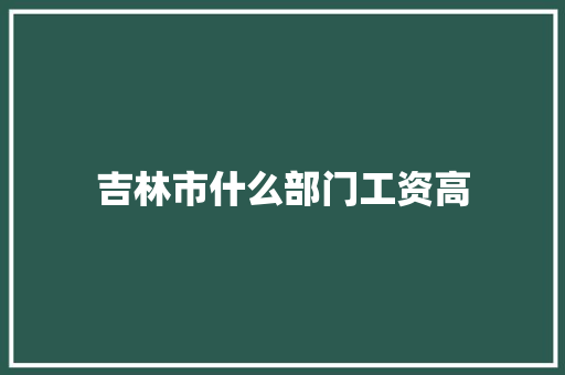 吉林市什么部门工资高