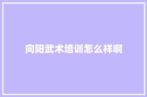 向阳武术培训怎么样啊