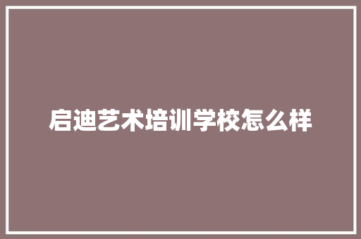 启迪艺术培训学校怎么样