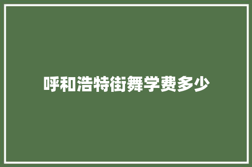 呼和浩特街舞学费多少
