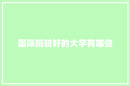 国际班较好的大学有哪些
