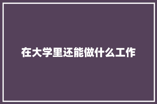 在大学里还能做什么工作