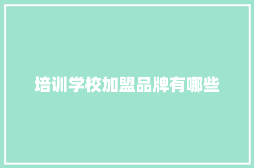 培训学校加盟品牌有哪些