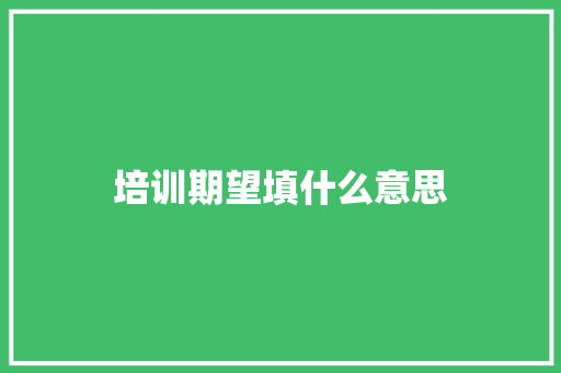 培训期望填什么意思