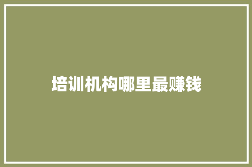 培训机构哪里最赚钱
