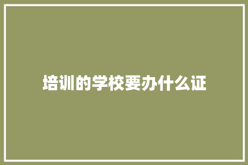 培训的学校要办什么证
