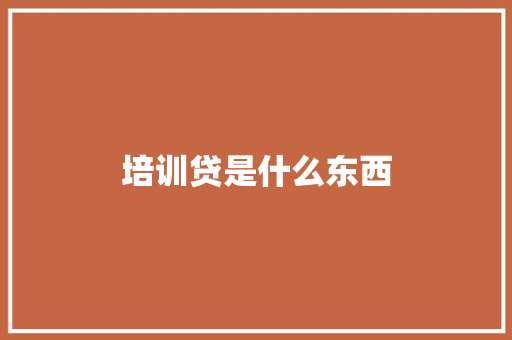 培训贷是什么东西