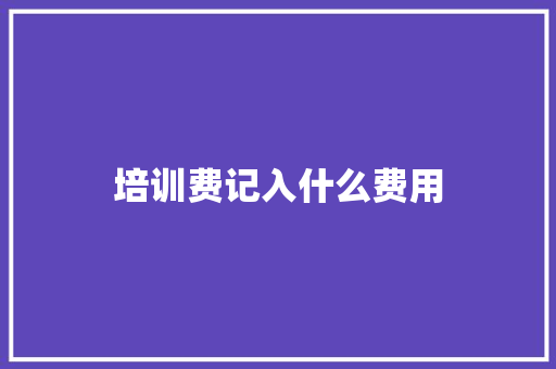 培训费记入什么费用