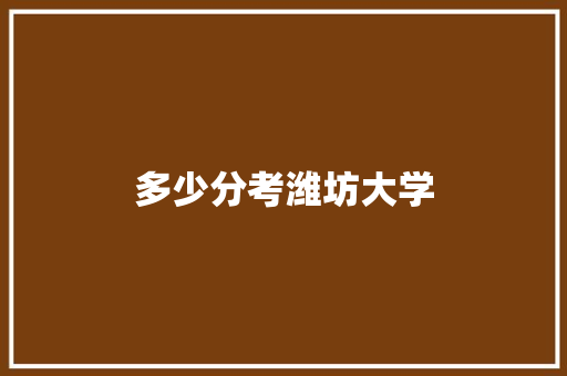 多少分考潍坊大学