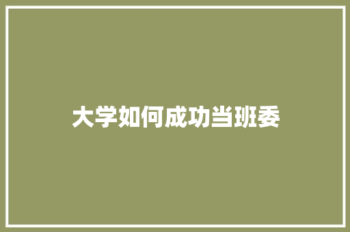 大学如何成功当班委