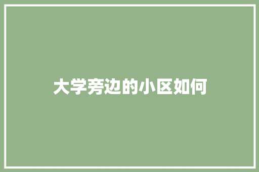 大学旁边的小区如何