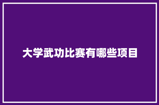 大学武功比赛有哪些项目