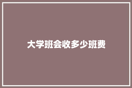 大学班会收多少班费 职场写作