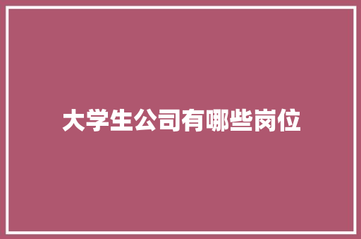 大学生公司有哪些岗位 应用文