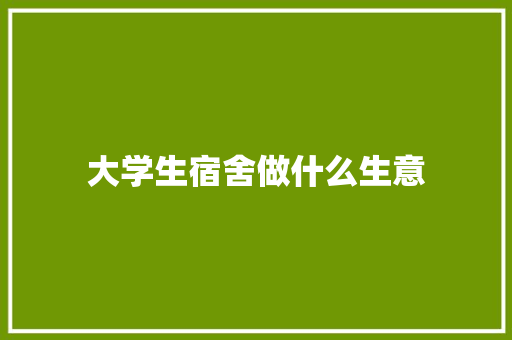 大学生宿舍做什么生意