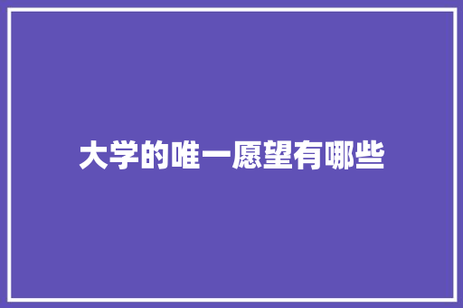 大学的唯一愿望有哪些