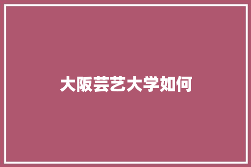大阪芸艺大学如何