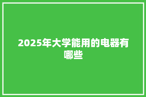 2025年大学能用的电器有哪些