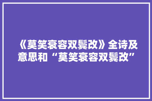 《莫笑衰容双鬓改》全诗及意思和“莫笑衰容双鬓改”的拼音注释
