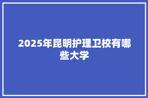 2025年昆明护理卫校有哪些大学