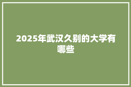2025年武汉久别的大学有哪些