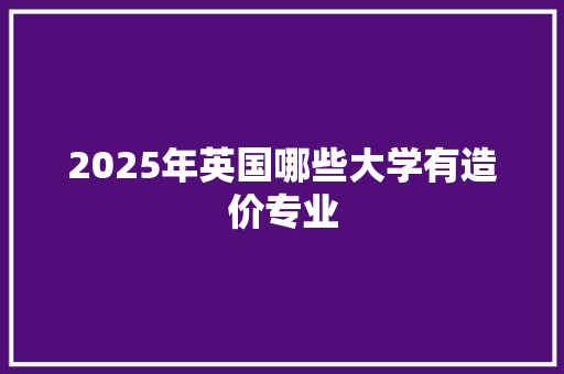 2025年英国哪些大学有造价专业