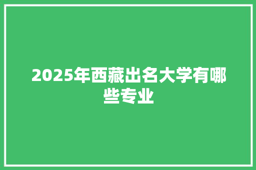 2025年西藏出名大学有哪些专业